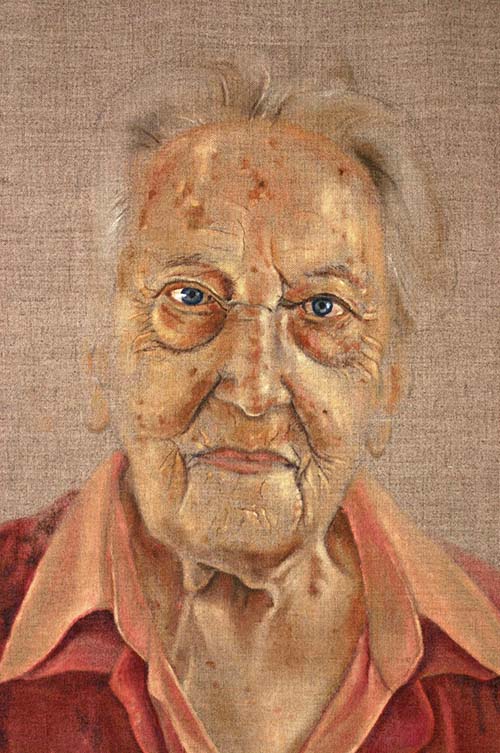 Portret 'Oude Dame' door Hanny de Beer